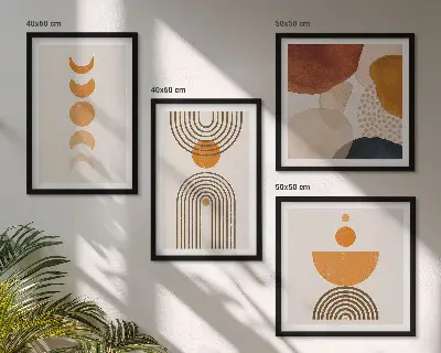 Compoziție de tablouri pentru perete cu decorațiuni minimaliste în stil boho