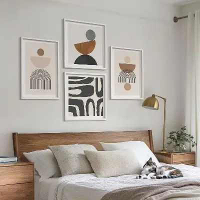 Set tablouri gata de agățat cu design boho abstract