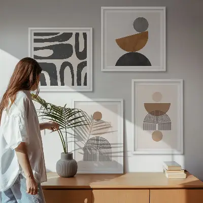 Set tablouri gata de agățat cu design boho abstract