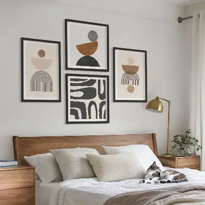 Set tablouri gata de agățat cu design boho abstract