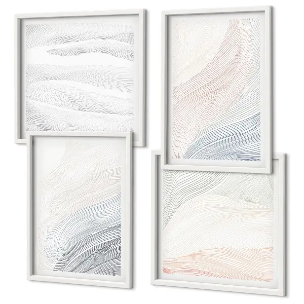 Set de tablouri Valuri pastelate abstracte gata de agățat