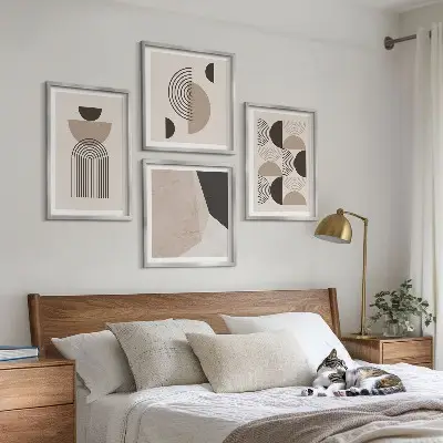 Compoziție de tablouri pentru perete cu modele geometrice abstracte