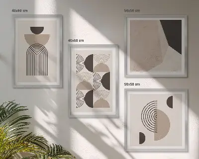 Compoziție de tablouri pentru perete cu modele geometrice abstracte
