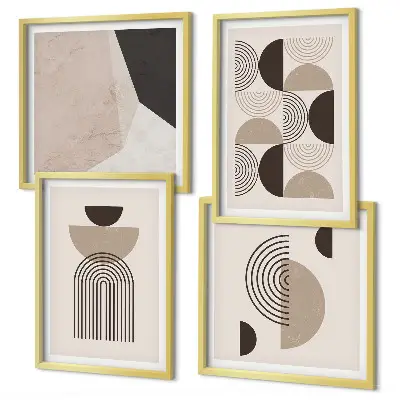 Compoziție de tablouri pentru perete cu modele geometrice abstracte