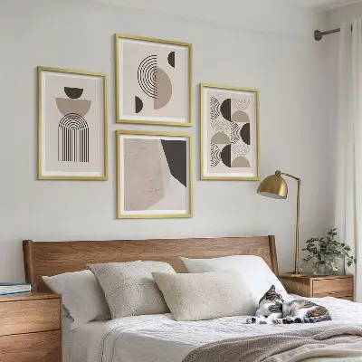 Compoziție de tablouri pentru perete cu modele geometrice abstracte