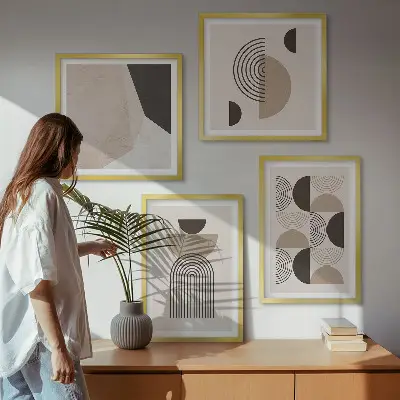 Compoziție de tablouri pentru perete cu modele geometrice abstracte