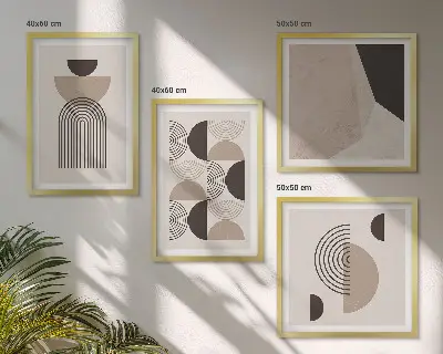 Compoziție de tablouri pentru perete cu modele geometrice abstracte