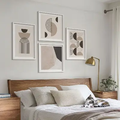 Compoziție de tablouri pentru perete cu modele geometrice abstracte