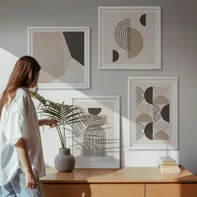 Compoziție de tablouri pentru perete cu modele geometrice abstracte
