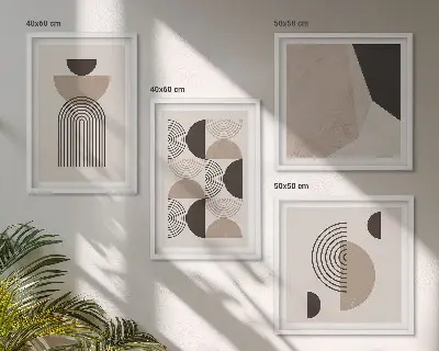 Compoziție de tablouri pentru perete cu modele geometrice abstracte