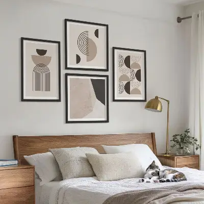 Compoziție de tablouri pentru perete cu modele geometrice abstracte