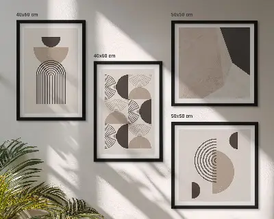 Compoziție de tablouri pentru perete cu modele geometrice abstracte