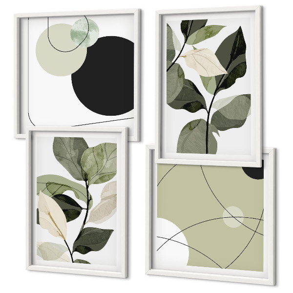 Set tablouri gata de agățat Frunze pictate abstract