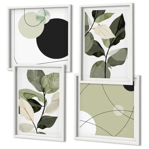 Set tablouri cu frunze pictate abstract gata de agățat