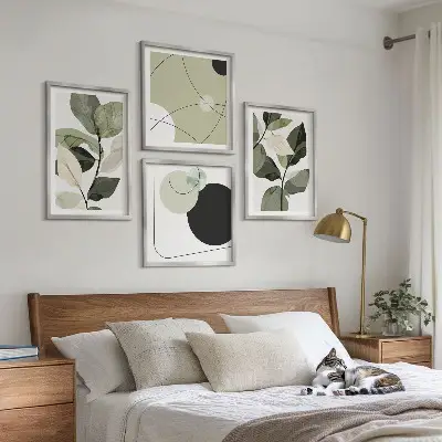 Set tablouri cu frunze pictate abstract gata de agățat