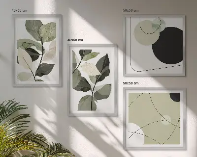 Set tablouri cu frunze pictate abstract gata de agățat