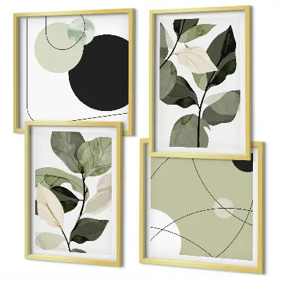 Set tablouri cu frunze pictate abstract gata de agățat