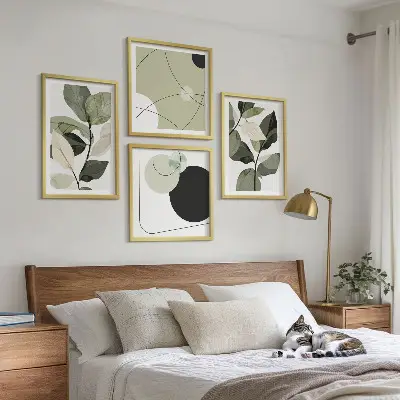 Set tablouri cu frunze pictate abstract gata de agățat