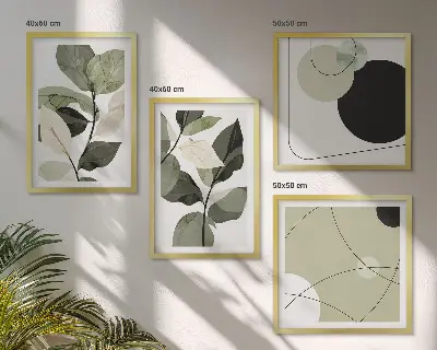 Set tablouri cu frunze pictate abstract gata de agățat