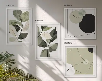 Set tablouri cu frunze pictate abstract gata de agățat