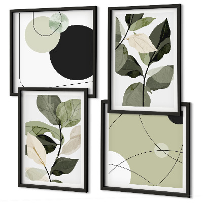 Set tablouri gata de agățat Frunze pictate abstract