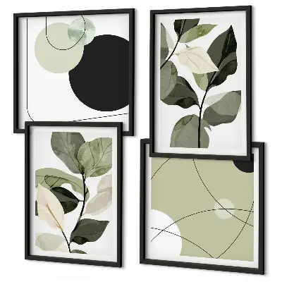 Set tablouri cu frunze pictate abstract gata de agățat
