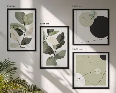 Set tablouri cu frunze pictate abstract gata de agățat