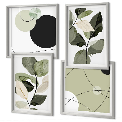 Set tablouri gata de agățat Frunze pictate abstract