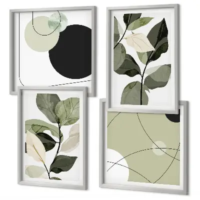 Set tablouri cu frunze pictate abstract gata de agățat