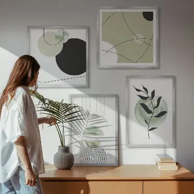 Set tablouri cu motive vegetale abstracte gata de agățat