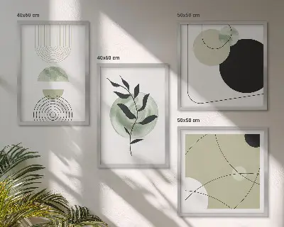 Set tablouri cu motive vegetale abstracte gata de agățat