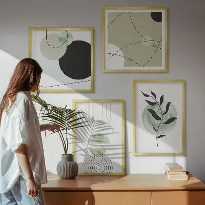 Set tablouri cu motive vegetale abstracte gata de agățat