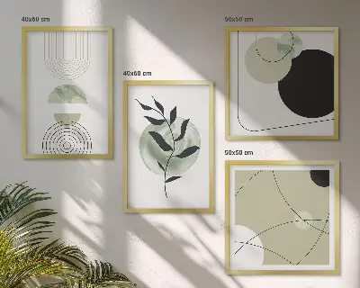 Set tablouri cu motive vegetale abstracte gata de agățat