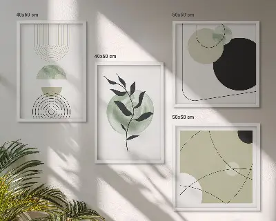 Set tablouri cu motive vegetale abstracte gata de agățat