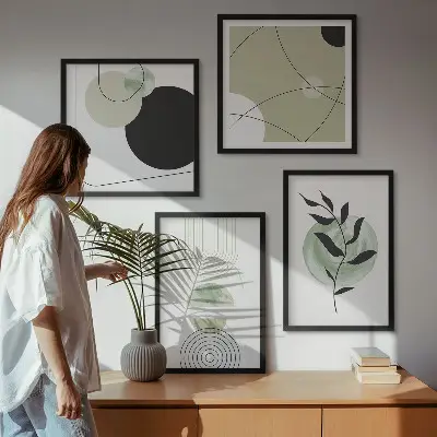 Set tablouri cu motive vegetale abstracte gata de agățat