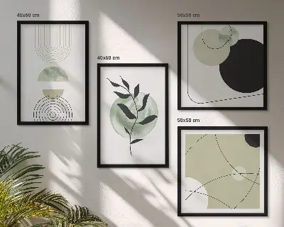 Set tablouri cu motive vegetale abstracte gata de agățat