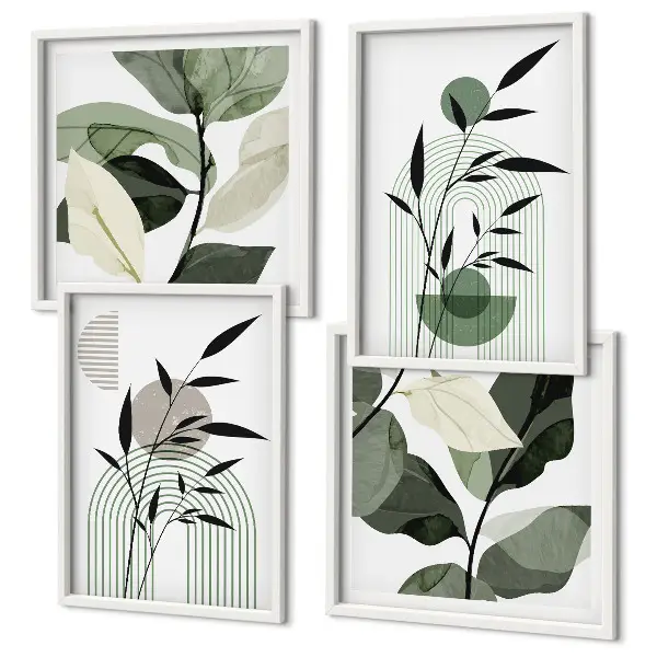 Compoziție de tablouri pentru perete cu plante în stil boho