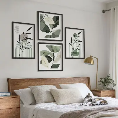 Compoziție de tablouri pentru perete cu plante în stil boho
