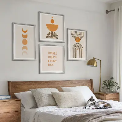 Set de tablouri gata de agățat cu modele boho minimaliste