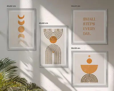 Set de tablouri gata de agățat cu modele boho minimaliste