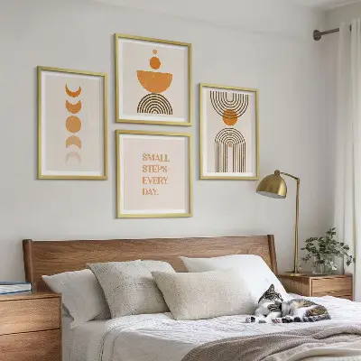Set de tablouri gata de agățat cu modele boho minimaliste