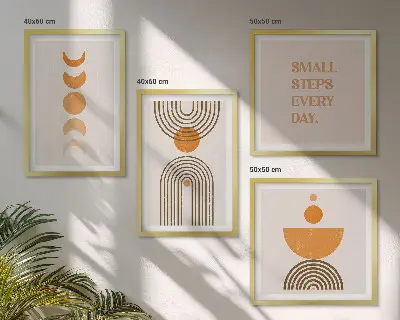 Set de tablouri gata de agățat cu modele boho minimaliste