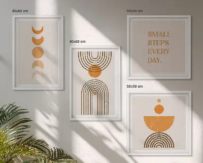 Set de tablouri gata de agățat cu modele boho minimaliste