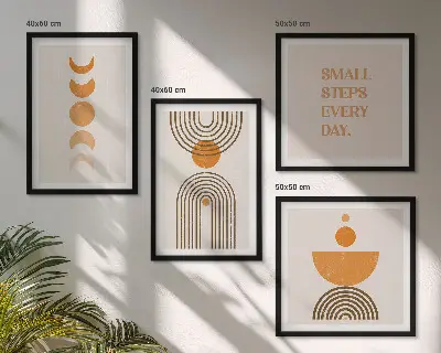 Set de tablouri gata de agățat cu modele boho minimaliste
