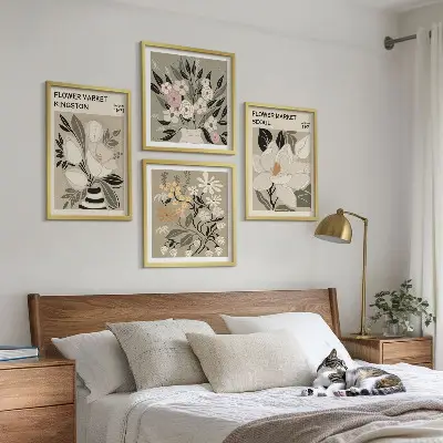 Set de tablouri gata de agățat cu flori retro din orașe din întreaga lume