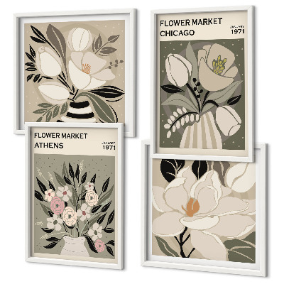 Compoziție de tablouri pentru perete Aranjamente florale retro din diferite orașe