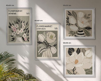 Compoziție de tablouri pentru perete Aranjamente florale retro din diferite orașe