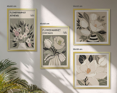 Compoziție de tablouri pentru perete Aranjamente florale retro din diferite orașe
