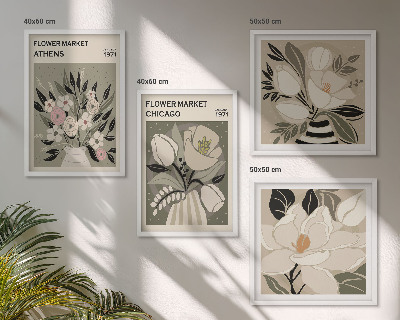 Compoziție de tablouri pentru perete Aranjamente florale retro din diferite orașe