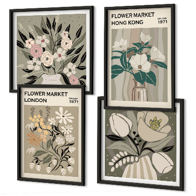 Set tablouri gata de agățat Ilustrații florale Londra Hong Kong